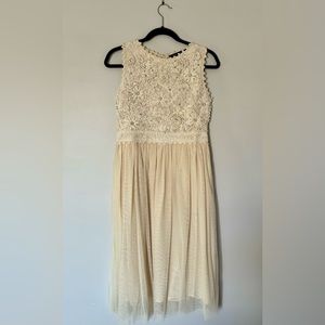 French Connection UK Lisa Lace Midi Dress, women’s, classic cream, size 6